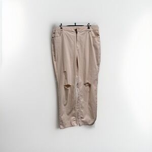 Cato Ripped High Rise Boyfriend Fit Cream Beige Distressed Size 14 Jeans